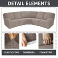 thumbnail image 4 of SHANNA 5 Seat Recliner Sofa Covers 7 Piece Jacquard Stretch Soft 5-Seater Corner Reclining Sofa Covers L-Shaped Sectional Couch Slipcovers Furniture Protector, Taupe, 4 of 9