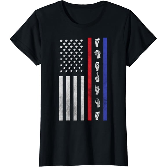 American Flag ASL Shirt American Sign Language America USA T-Shirt