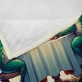 thumbnail image 4 of Ambesonne Frog Fleece Throw Blanket Croaker Couple Romantic Dinner 50"x60" Fern Green White Brown, 4 of 5