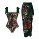 thumbnail image 1 of Augper Women's Sexy One-piece Bikini Lace Up Independence Day Printed Swimsuit Long Skirt Two-piece Sets Swimwear, 1 of 4