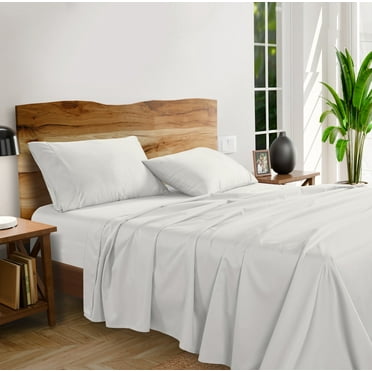 Casa Platino 1000 Thread Count Luxury Sateen Weave 100% Egyptian Cotton Bed Sheets & Pillowcase 4 Piece Set - Queen, White