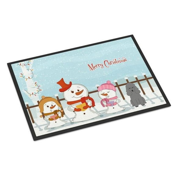 Merry Christmas Carolers Poodle Silver Door Mat