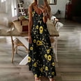 thumbnail image 2 of USSUMA Womens Dresses Vacation, Women's V-Neck Spaghetti Strap Boho Long Maxi Dresses Sleeveless Sunflower/Leopard Print Summer Dresses Beach Party Sundress, 2 of 5