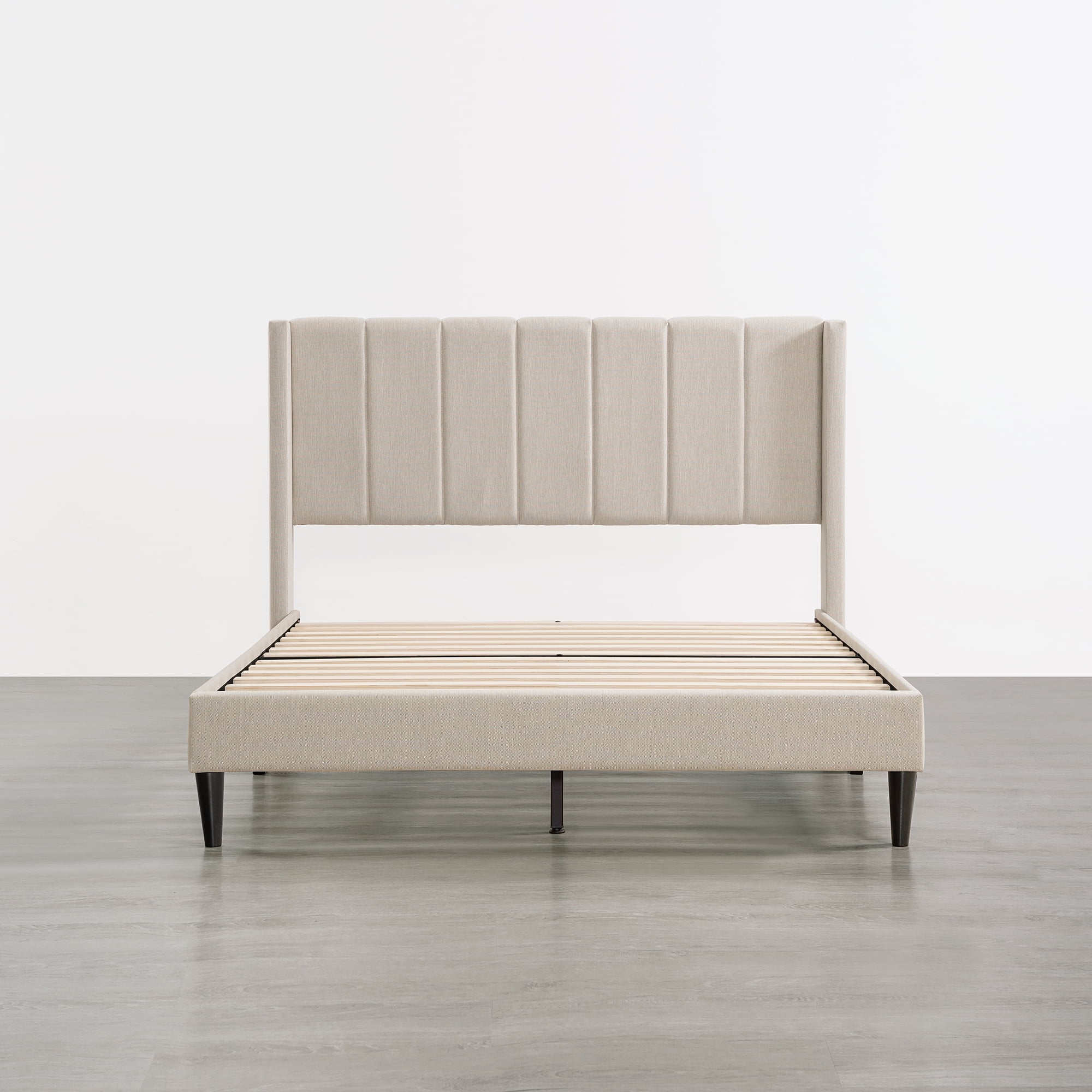 Spruce & Spring Upholstered Platform Bed Frame with Wingback Headboard Full