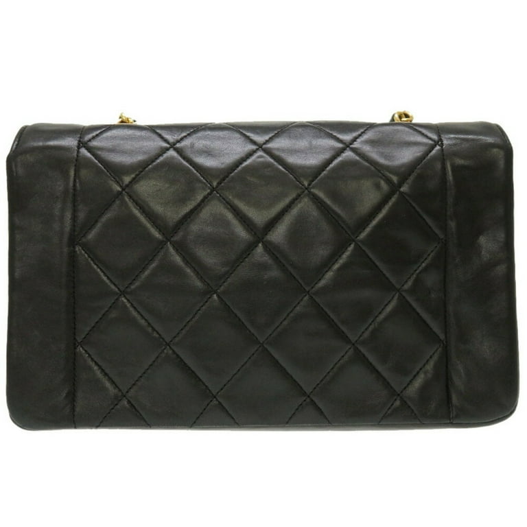 Preowned Authentic Chanel Lambskin Quilted Small Single Flap Black