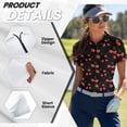 thumbnail image 5 of Garronmavis Golf Shirt Women Zip Up Size XS Zipper Athletic Tennis Shirts Short Sleeve Collar Shirts Workout Athletic Womens Fruit Golf Shirt, Cherry, 5 of 7