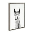 thumbnail image 2 of Kate and Laurel Sylvie Llama Black and White Portrait Framed Canvas Wall Art by Simon Te Tai, 18x24 Gray, 2 of 5