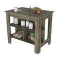 thumbnail image 4 of Cterwk Kitchen Island with 3 Shelves, Wood Top Kitchen Table for Dining Room, Living Room, Brown, 4 of 5