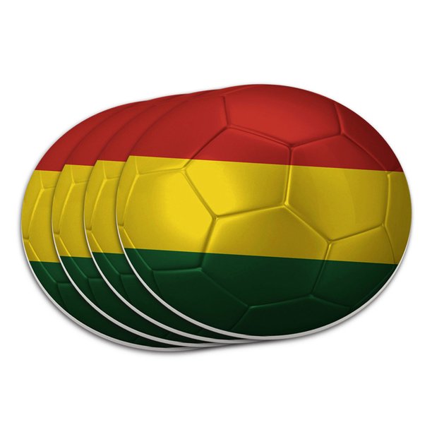 Bolivia Flag Soccer Ball Futbol Football Coaster Set