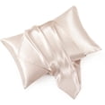 thumbnail image 3 of Juego estándar de 2 fundas de almohada de satén rosa rubor con cierre de sobre, funda de almohada de seda rosa rubor para cabello y piel (20 x 26), 3 of 5