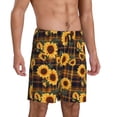 thumbnail image 2 of Rateoe Brown Blue Plaid Sunflower Print Men's Lounge Shorts – Soft & Breathable Pajama Bottoms with Pockets, Elastic Waistband, Lightweight Sleepwear for Nightwear & Loungewear-4X-Large, 2 of 6