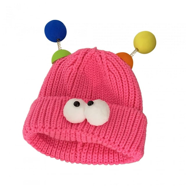 Milaget Little Monster Bonnet Tricoté Mignon d'Hiver pour Fête à Thème Randonnée Rose