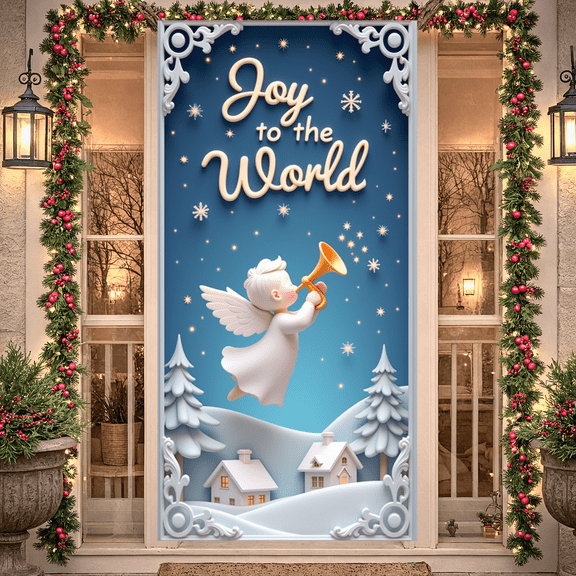 Angel Design Christmas Banner Joy Theme Holiday Decoration for Winter Celebration Christmas Party Home Decor