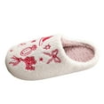 thumbnail image 2 of Rokment Womens Slippers for Bride Flower Ring Cowboy Boot Embroidered Fuzzy Indoor House Shoes Christmas Winter Cozy Warm Bedroom Memory Foam Slip on Red Size 7, 2 of 4