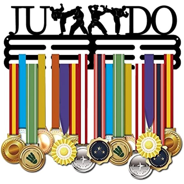 Soporte para exhibición de medallas de judo masculino, soporte para exhibición de medallas de competición, marco de exhibición de medallas deportivas de hierro, gancho de medalla de hierro para
