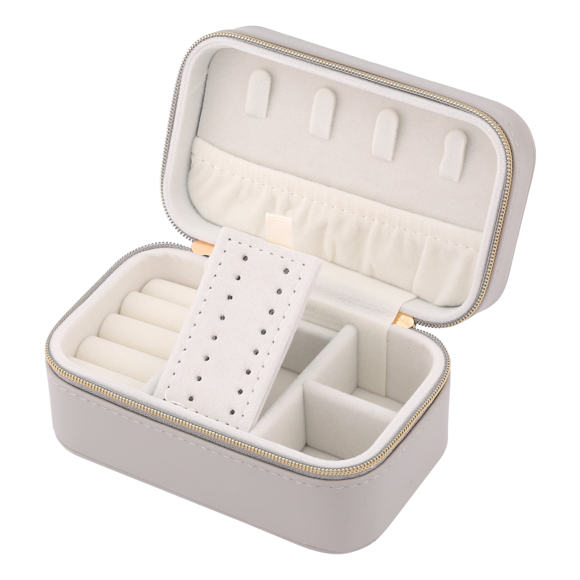 Unique Bargains Portable PU Leather Jewelry Box Mini Organizer Gray
