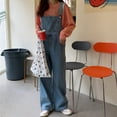 thumbnail image 5 of Women Denim Overalls Vintage Streetwear Loose Jumpsuit Korean Straight Wide Leg Pants Casual Jeans All Match Trousers, 5 of 5