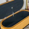 thumbnail image 4 of Mustard Yellow Velvet and Wood Storage Bench Modern Design Style Entryway, 4 of 8