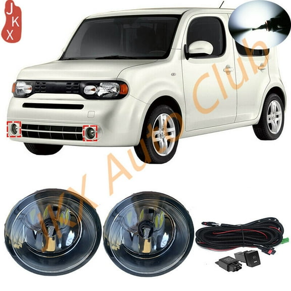 Pair Front Bumper LED Fog Lights Lamps W/Wiring Switch g For Nissan Cube 2009-12