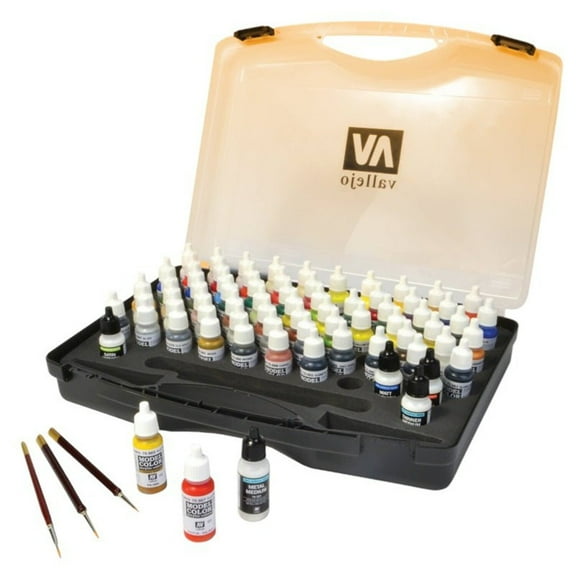 Vallejo Model Color Basic Hobby Colors - 72 Paint Set w/Brushes New
