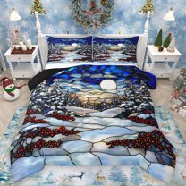 Homewish Red Berry Bedding Comforter Set,Rustic Farmhouse Cabin Twin Comforter Sets,Winter Theme Bedding Set For Girl Boys,Ultra Soft Home Decor Reversible,2-Piece