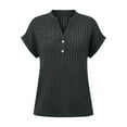 thumbnail image 5 of Women’s Short Sleeve Shirts V-Neck Button Summer 2026 Groove Strip Tops Dressy Casual Work Blouses,Gray,XL, 5 of 6