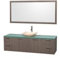 thumbnail image 6 of Wyndham Collection Amare 72 inch Single Bathroom Vanity in Glossy White, Green Glass Countertop, Arista White Carrera Marble Sink, and 70 inch Mirror, 6 of 6