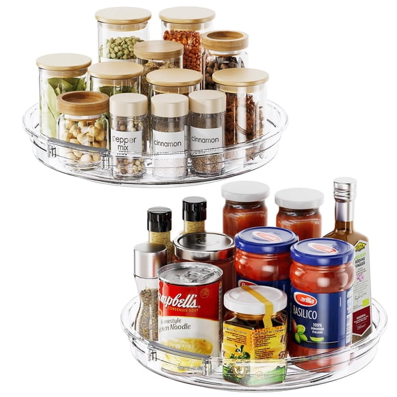 LAMU 2 Pack Lazy Susan Cabinet Organizer, 9.25 inch Lazy Susan Turntable for Cabinet, Rotating Spic