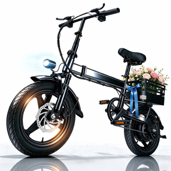 XKJQTA Electric Bike for Adults,500W Motor, 20 MPH,Folding Ebike with Baskets,,Commuter City E-Bike with 576Wh Battery,14" Electric Bicycle with Smart Uphill,20 Miles,Mini E Bikes for Teens,UL2849