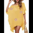 thumbnail image 2 of Traje de Baño de Playa Holgado y con Volantes de Color Liso para Mujer Amarillo Talla Única, 2 of 8