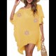 thumbnail image 2 of Traje de Baño de Playa Holgado y con Volantes de Color Liso para Mujer Amarillo Talla Única, 2 of 8