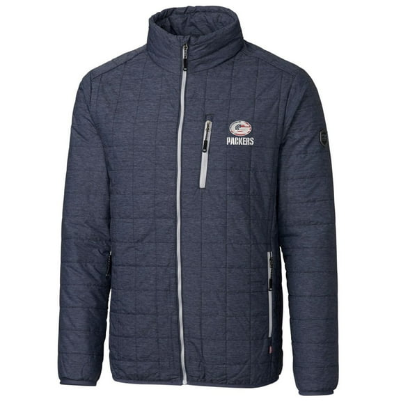 Men's Cutter & Buck Navy Green Bay Packers Americana Rainier Full-Zip Jacket