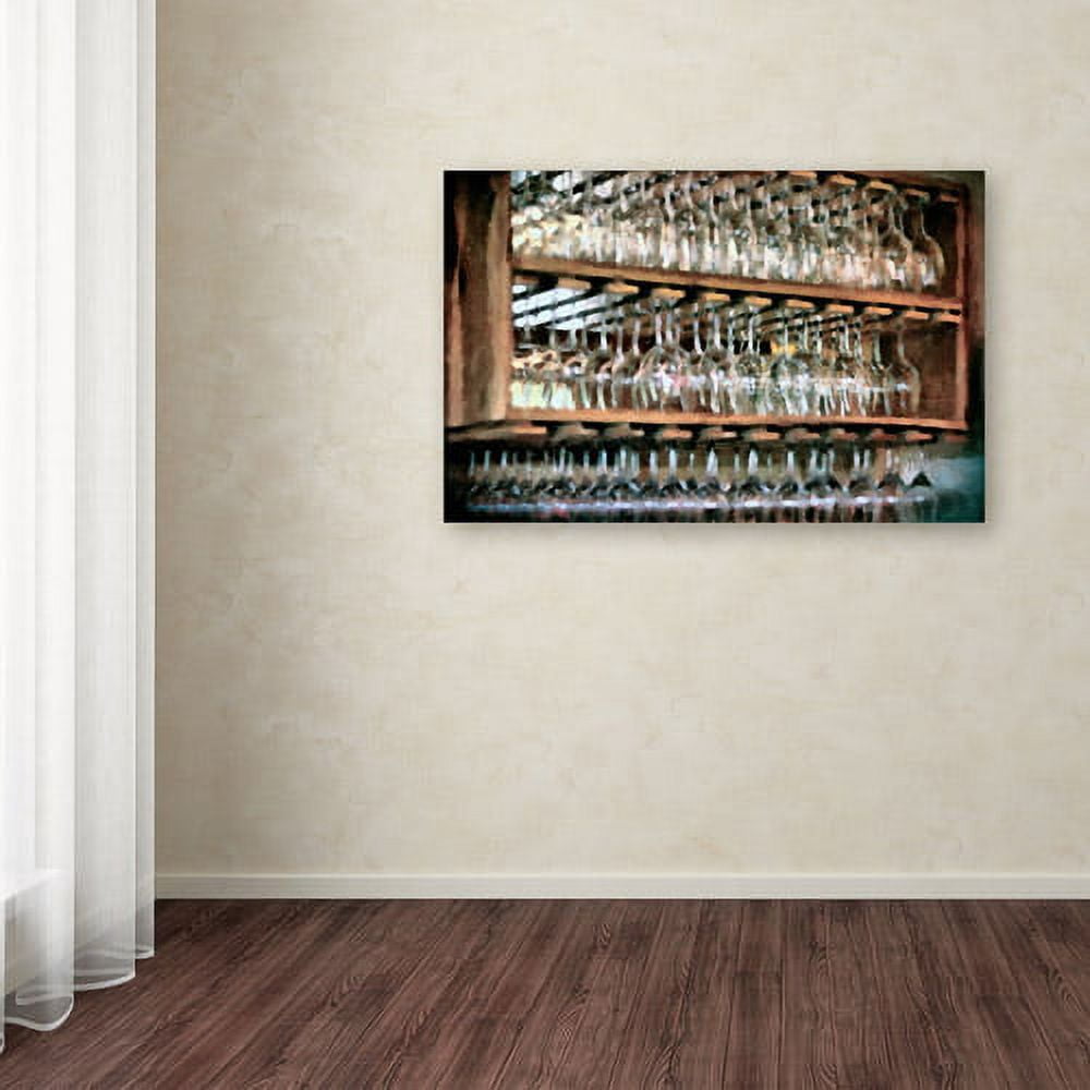 Trademark Fine Art "Drinks on the House in Salmon and Turquoise" Canvas Art by Lois Bryan