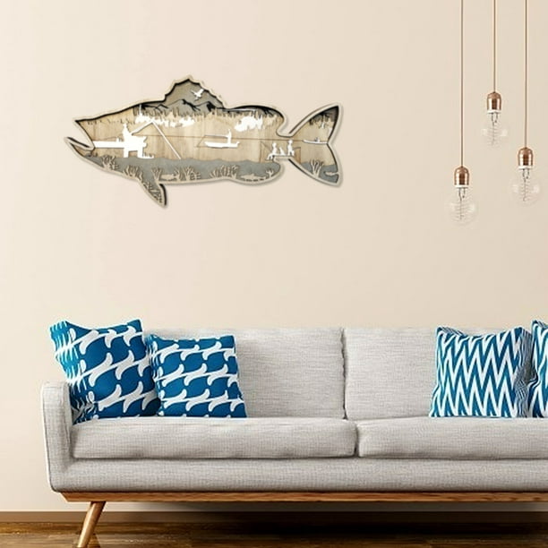 Wreesh 6 Layer Largemouth Bass Fish Crappie Fish Wooden Decoration Wall Art Decor Multicolor Free Size