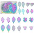 thumbnail image 1 of 20 Pieces Leaf Filigree Charm Pendant Rainbow Stainless Steel Charm Etched Metal Embellishments for Jewelry Necklace Bracelet Making, 1 of 9