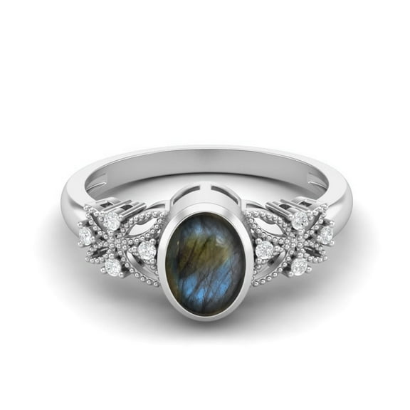 7X5mm Oval Shape Labradorite 925 Sterling Silver Celtic Shank Solitaire Valentines Day Gifts Ring