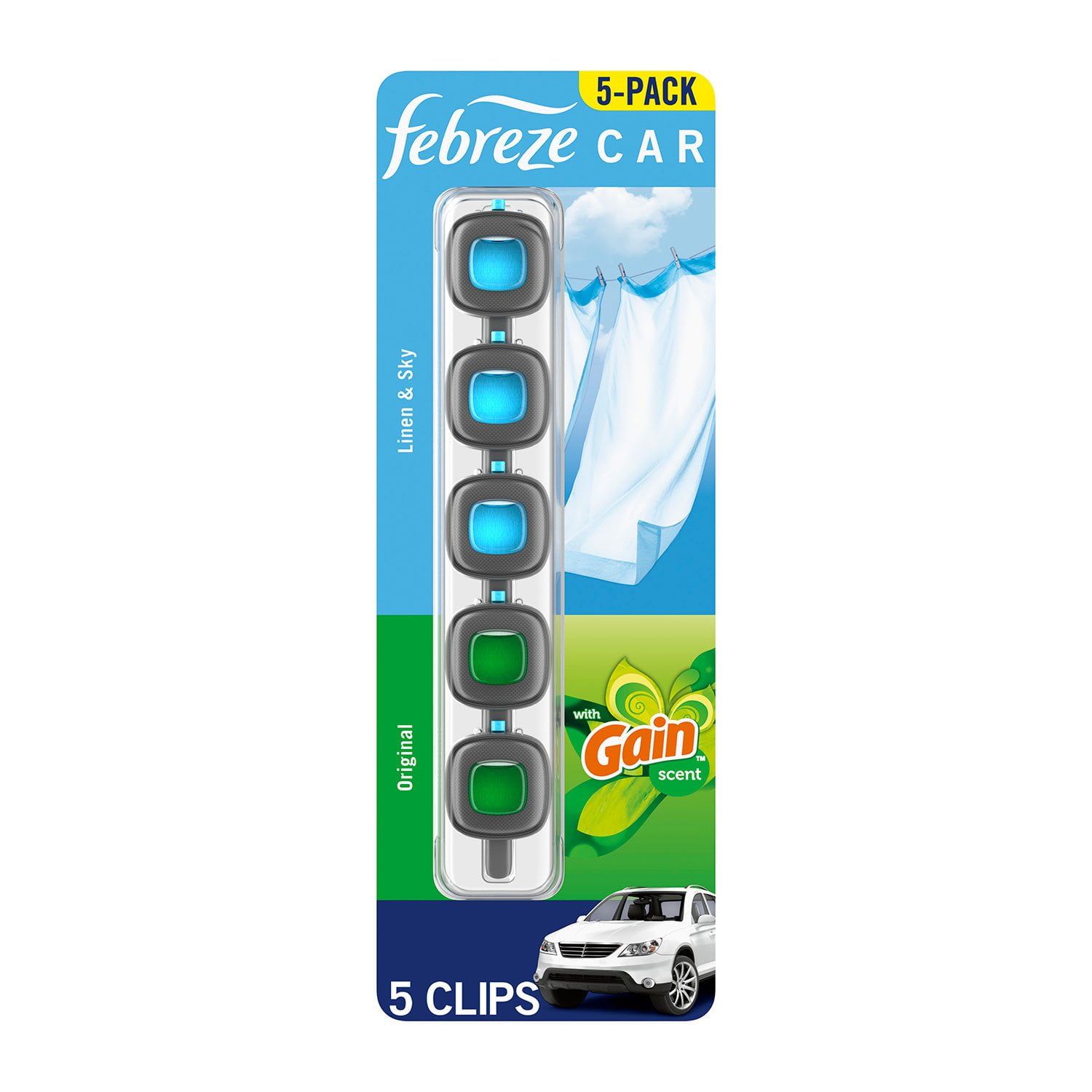Febreze Car Air Freshener Vent Clips – Choose Scent (5 Clips + Storage Case)-2pk, With Paper Towel By OMA