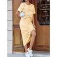 thumbnail image 5 of Set Cover Up Tankaneo para mujer, falda midi de ganchillo, color albaricoque, 5 of 5