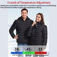 thumbnail image 2 of Unisex Heated Jacket with Battery Pack,Windproof Waterproof Heated Coat for Women Men with Detachable Hood,Heating Jacket for Hiking Skiing Camping Outdoor Winter Snow Wear, 2 of 10