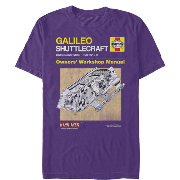Men's Star Trek Galileo Shuttlecraft Owners' Workshop Manual  Graphic Tee Purple Large