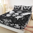 thumbnail image 3 of Homewish Boho Skull Moth Twin Sheet Sets,Vintage Baroque Floral Twin Fitted Sheet,Retro Bohemain Theme Flat Sheet For Boys Kids,Microfiber Bedroom Decor,3pcs, 3 of 7