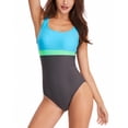 thumbnail image 2 of Lopsie TEMPTATION Women's Athletic One Piece Swimsuits Racing Training Sports Bathing Suit Color Block Swimwear Sky(Baby) Blue, 2 of 5