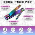 thumbnail image 2 of 2PCS Stainless Steel Nail Clippers,Rainbow Fingernail Clipper and Toenail Clipper, Wide Easy Press Lever Nail Cutter with Swing Out Nail Cleaner/File for Men and Women, 2 of 4