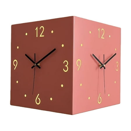 PatungKu Double Sided Corner Wall Clocks Modern Decorative Wall Clocks with Led Lights