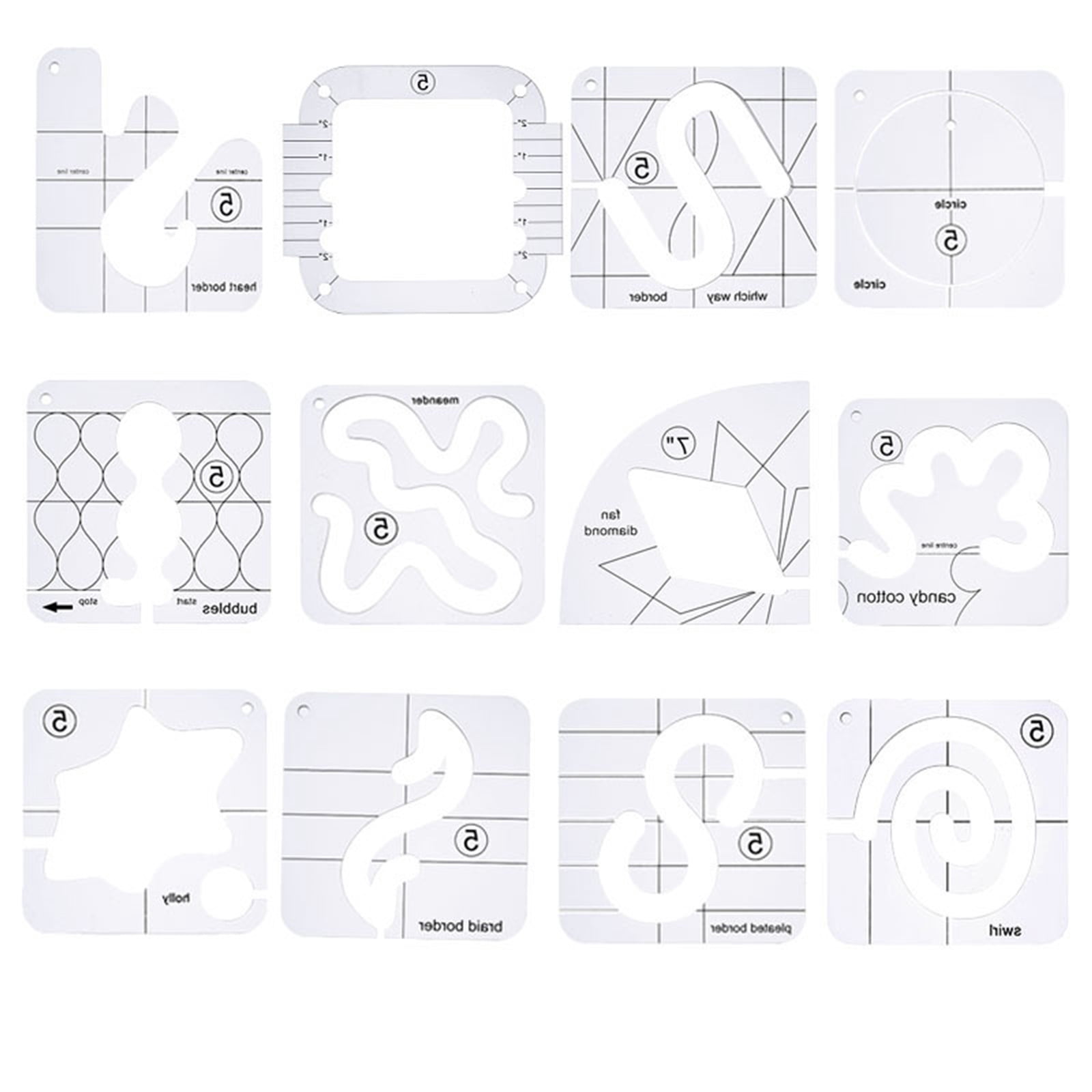 15 Pcs Frees Motion Quilting Template Ruler Acrylic Ruler Quilting Stencil Sewing Ruler Quilting Ruler for Quilting