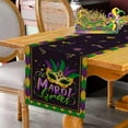 thumbnail image 3 of Rdsfhsp Mardi Gras Mask Purple Green Table Runner, Carnival New Orleans Masquerade Home Kitchen Decor, Brazil Festival Indoor Outdoor Dining Decoration Holiday Party 13x72 Inch, 3 of 5