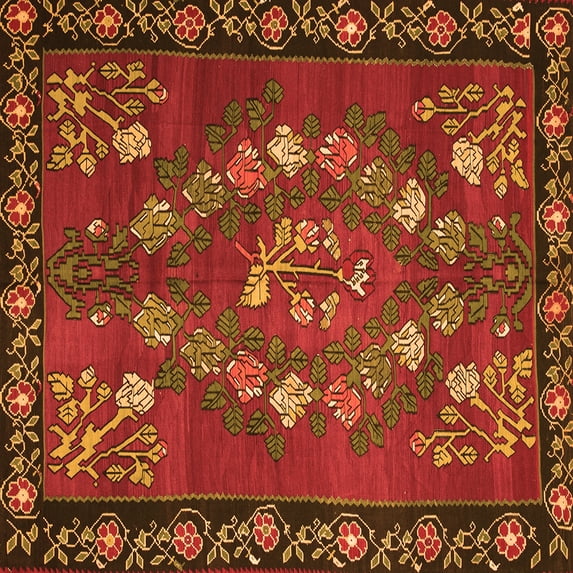 Ahgly Company Indoor Square Persian Orange Traditional Area Rugs, 6' Square