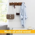 thumbnail image 3 of Qunbio 27 in Wood Wall Mounted Coat Rack, 10 Hooks Piano Coat Rack, Flip Down Wall Hook Rack for Entryway, Living Room, Bedroom, Bathroom, Kitchen, 3 of 12