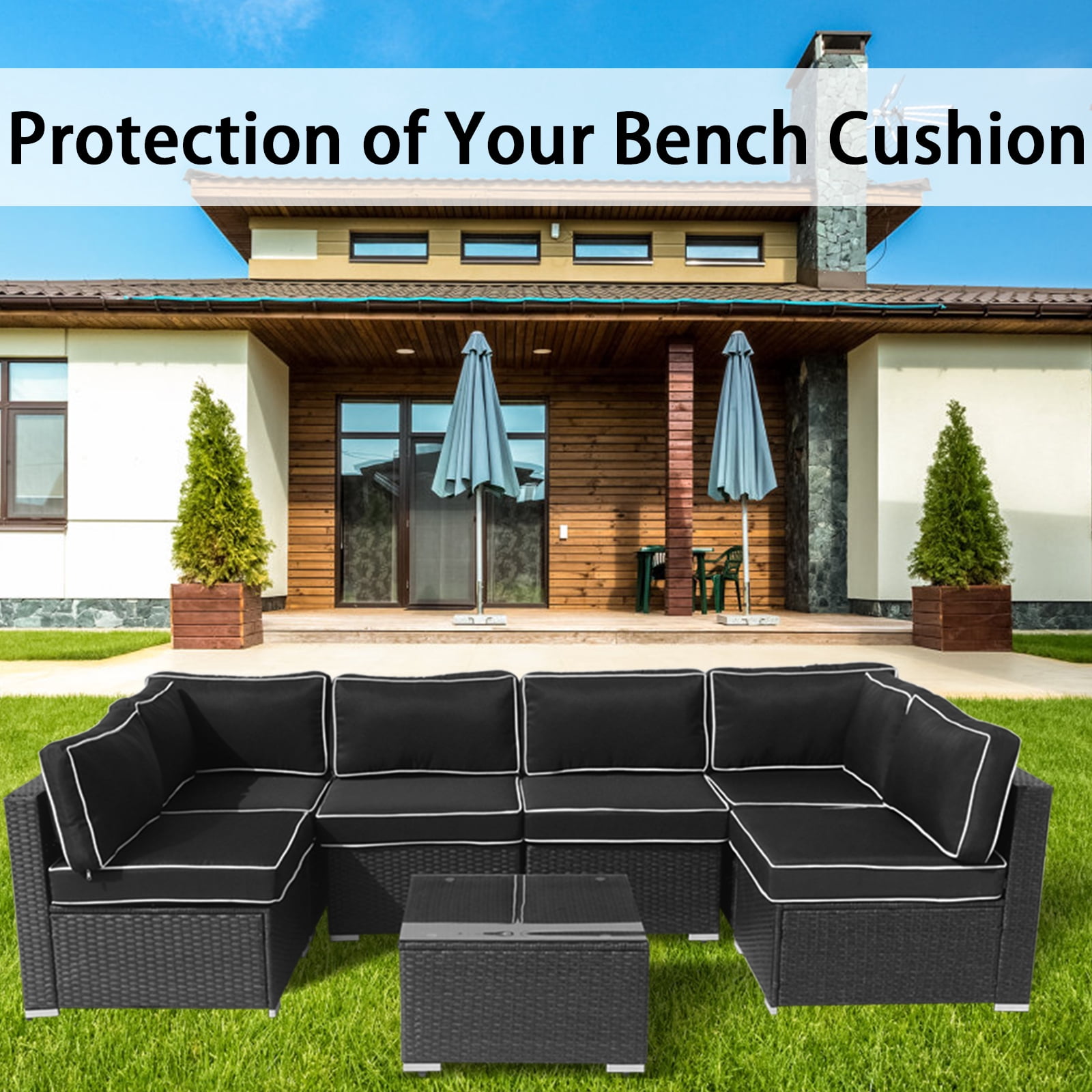 FKS LIFE 14-Piece Waterproof Patio Cushion Covers Set, Fade-Resistant Outdoor Cushion Slipcovers for Patio Furniture & Living Room, Versatile Replacement Covers for Couches, Chairs(25x25x3.15)