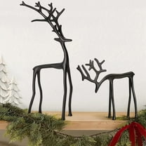 HIELLFQ Christmas Decorations-Set of 2 Black Reindeer Statues Elegant Metal Reindeer Christmas Decor Ideal for Mantel Living Room Bedroom Office 2Pcs